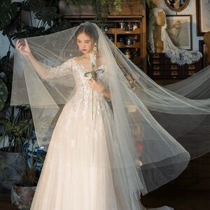 Elegant Lace Wedding Dress with Veil